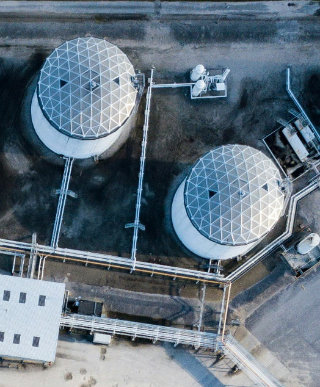 Drone shot of tanks